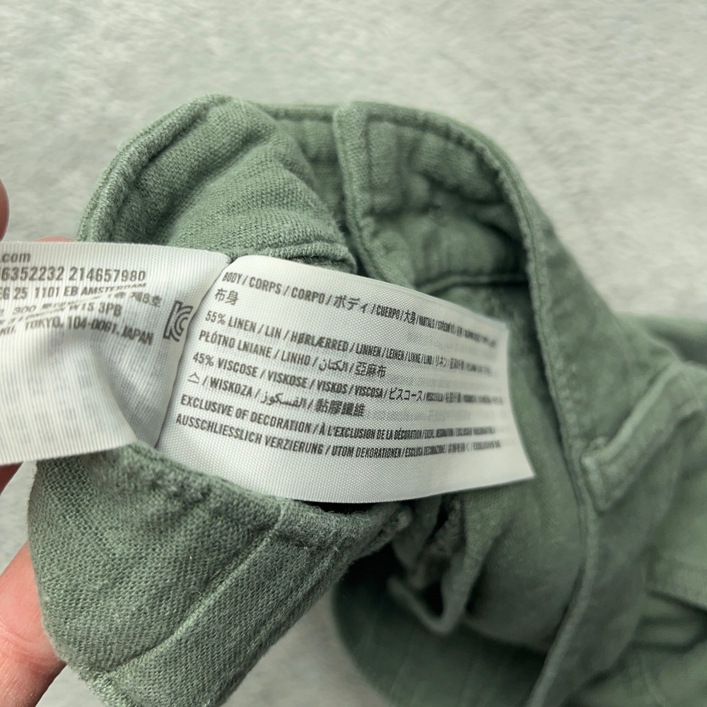 Hollister Ultra High Rise Baggy Cargo Pants Womens XS Olive Green Linen Outdoor - Picture 6 of 8